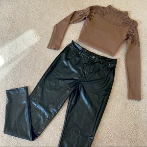 SHEIN black faux leather skinny ankle pants size small
